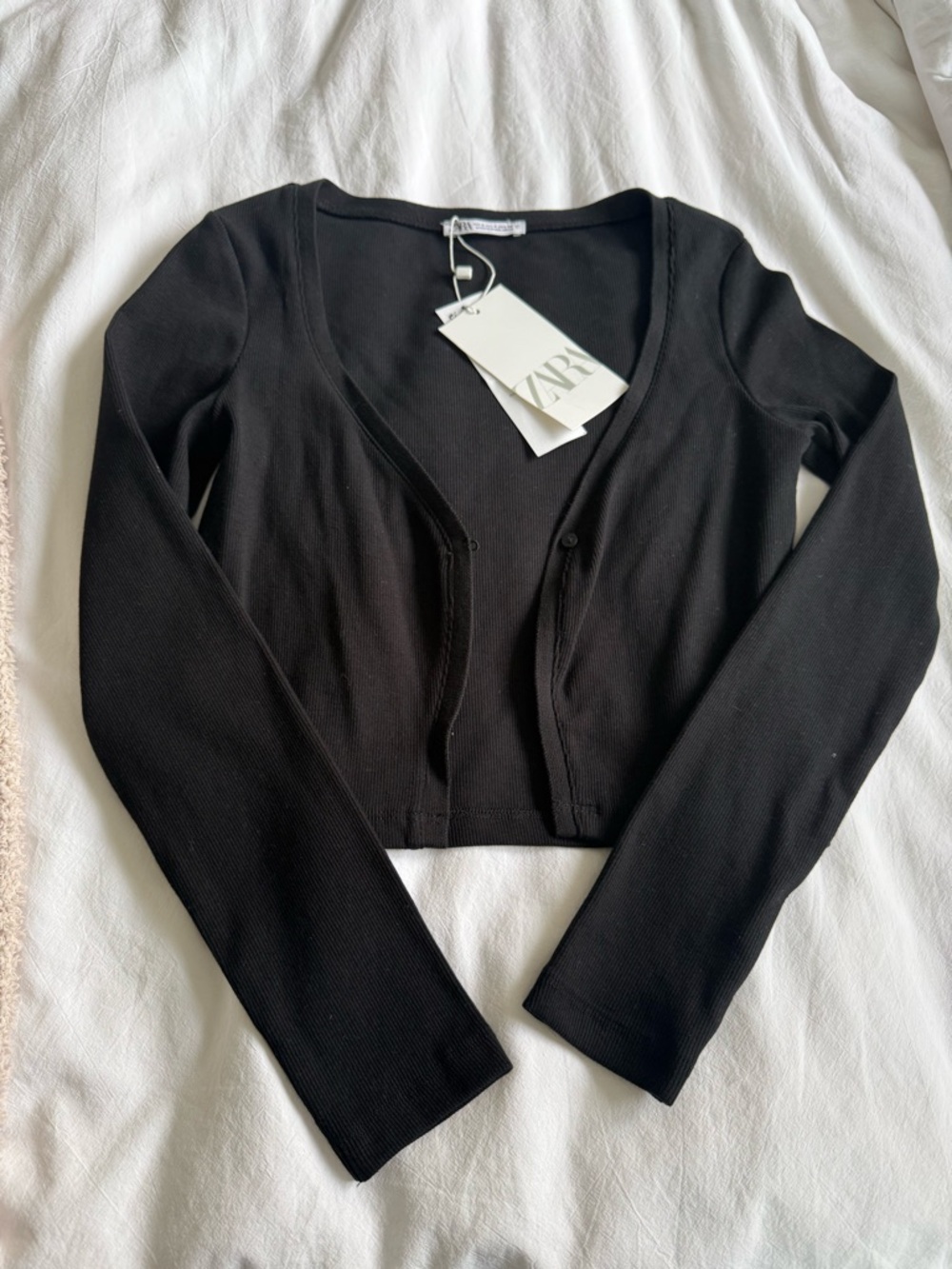 Zara Black Ribbed Cardigan